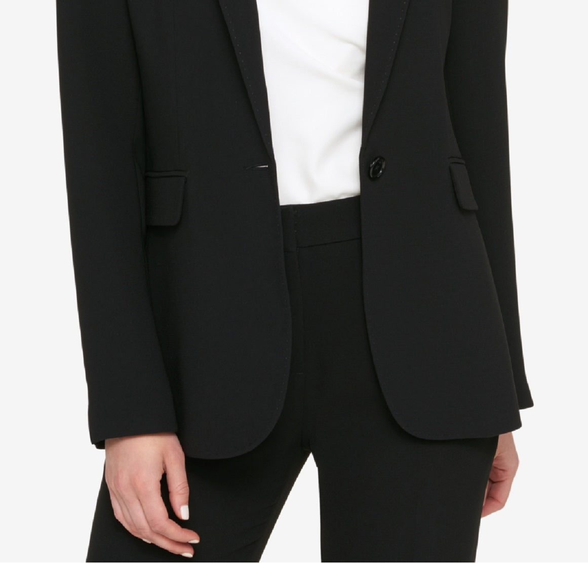 DKNY Women's Pick Stitch Single Button Blazer Black Size 8 Petite