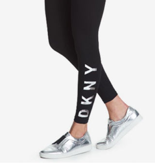 DKNY Women's Sport High Rise Logo Workout Full Length Leggings Black Size Medium