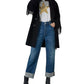 Marella Women's Fringe Sleeve Coat Black Size 2