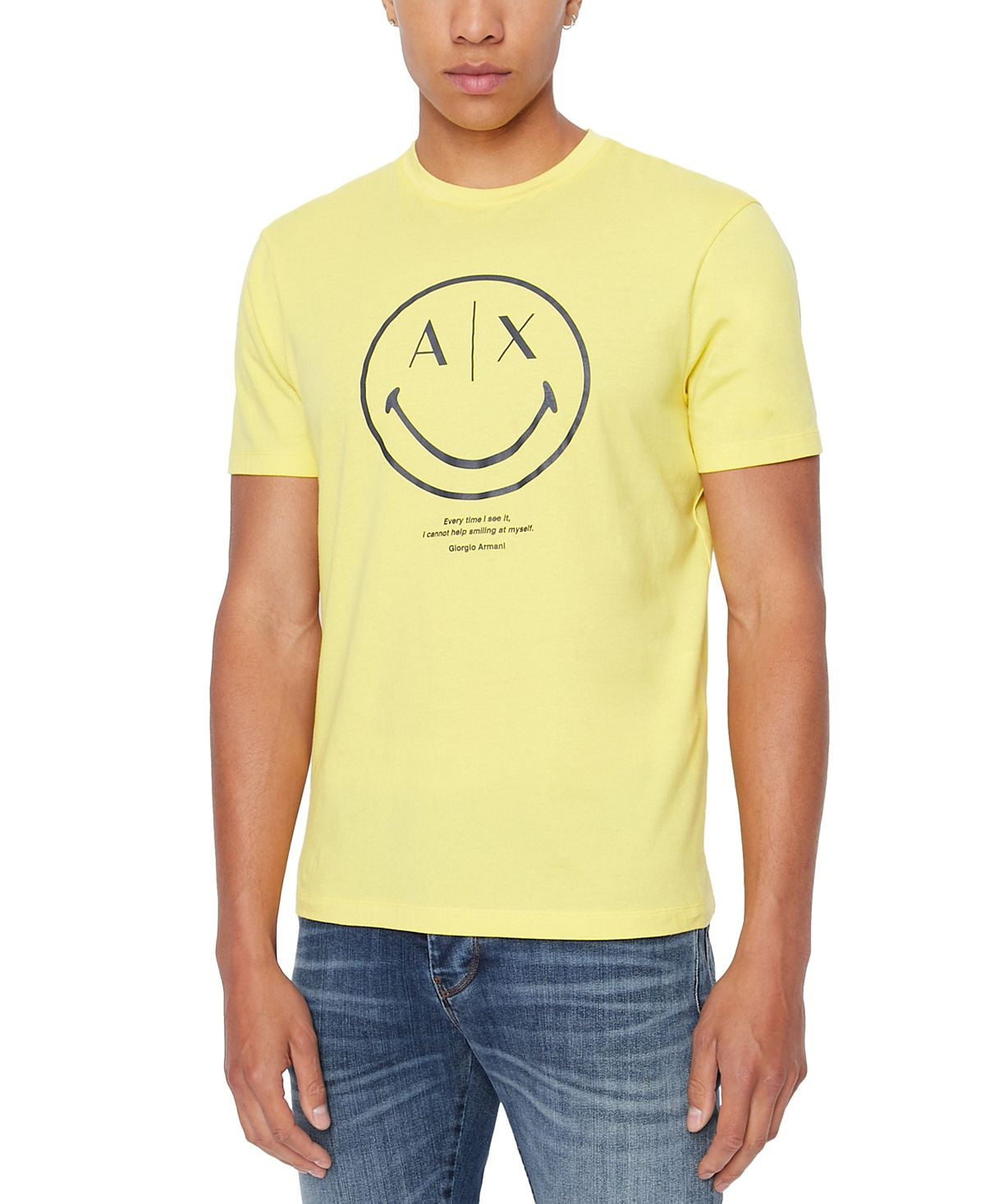 A|X Armani Exchange Men's Exclusive Smiley Graphic T-Shirt Yellow Size Large