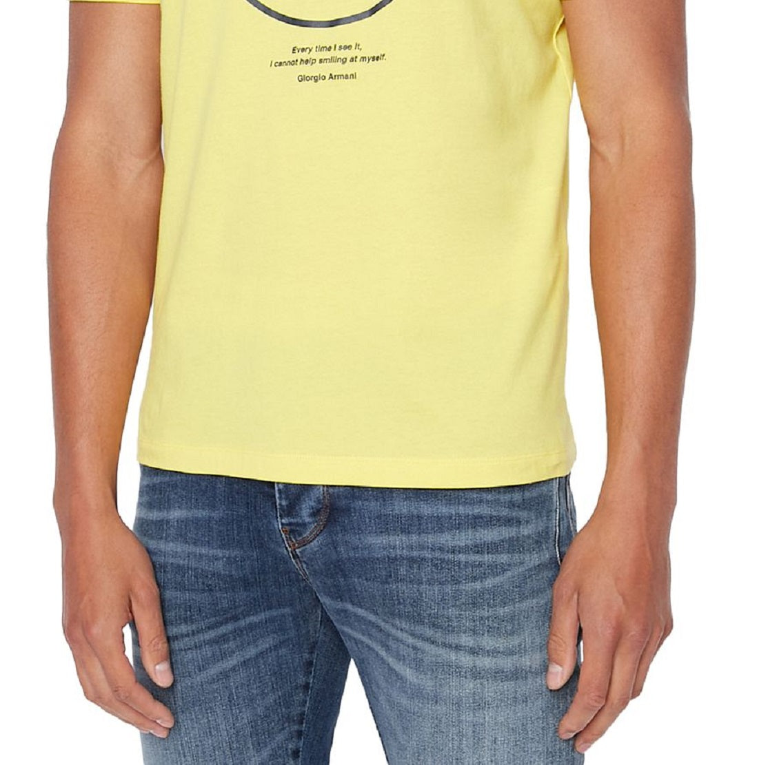 A|X Armani Exchange Men's Exclusive Smiley Graphic T-Shirt Yellow Size Large