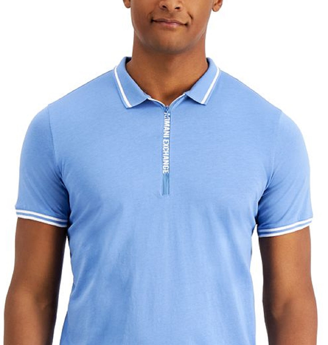 A|X Armani Exchange Men's Logo Zip Up Polo Purple Size Large