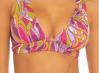 Becca Women's Psychedelica Shirred Bikini Swim Top Pink