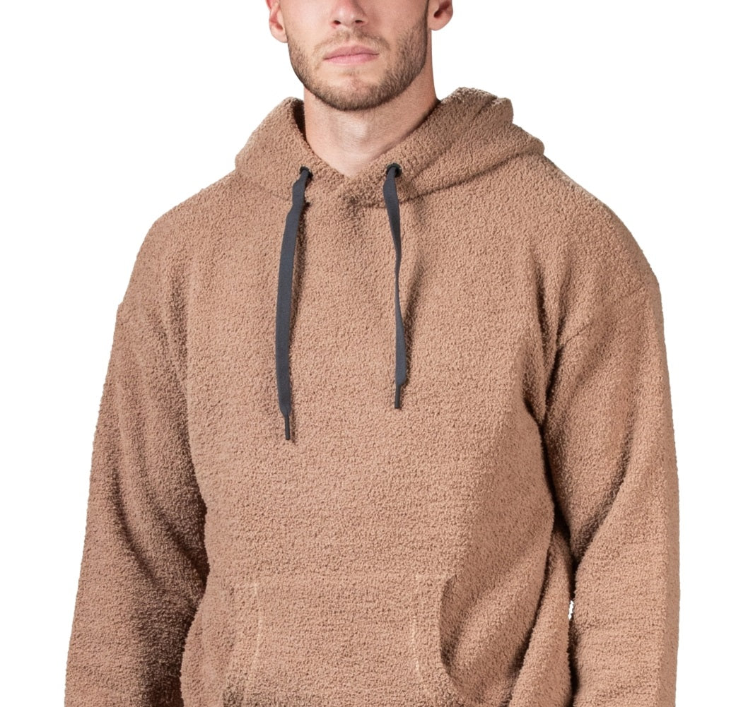 Natori Men's Sherpa Knit Hoodie Brown Size Small