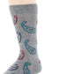 Perry Ellis Men's Tossed Paisley Crew Sock Gray Size Regular