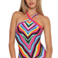 Trina Turk Women's Louvre Printed High Neck Reversible One Piece Swimsuit Black Size 10