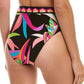 Trina Turk Women's Birds Of Paradise Reversible High Waist Bikini Bottoms Swimsuit Blue Size 4