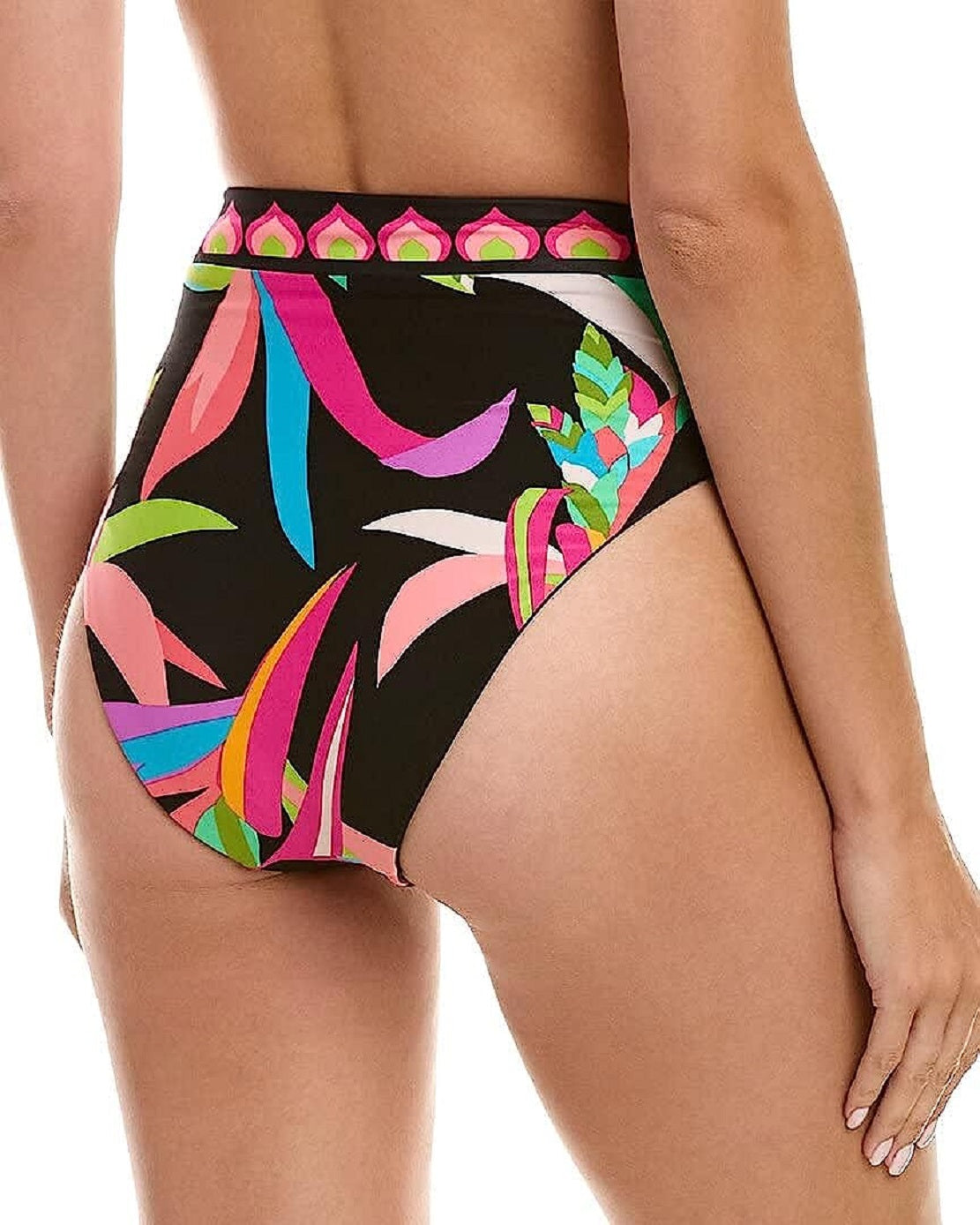 Trina Turk Women's Birds Of Paradise Reversible High Waist Bikini Bottoms Swimsuit Blue Size 4