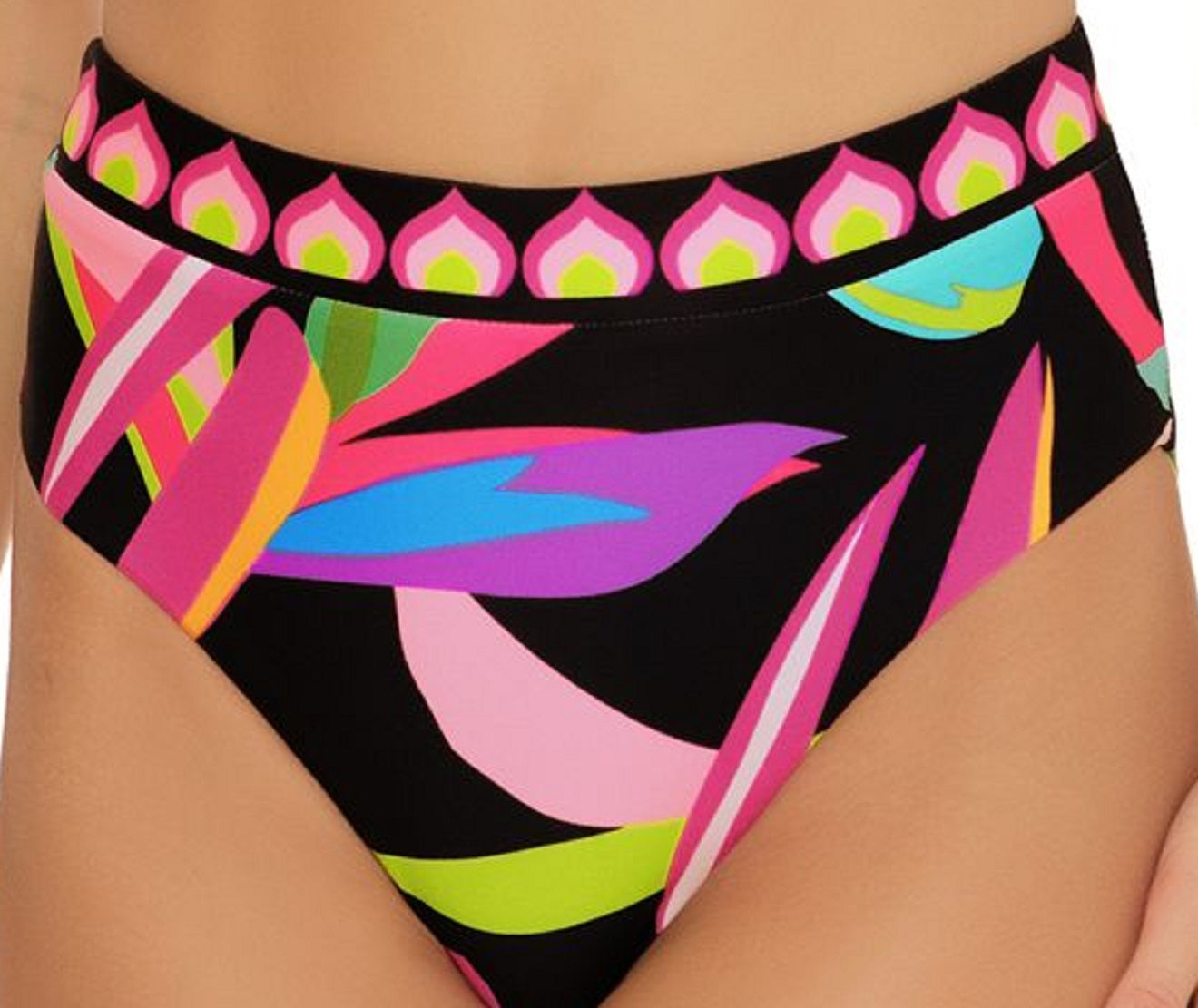 Trina Turk Women's Birds Of Paradise Reversible High Waist Bikini Bottoms Swimsuit Blue Size 4