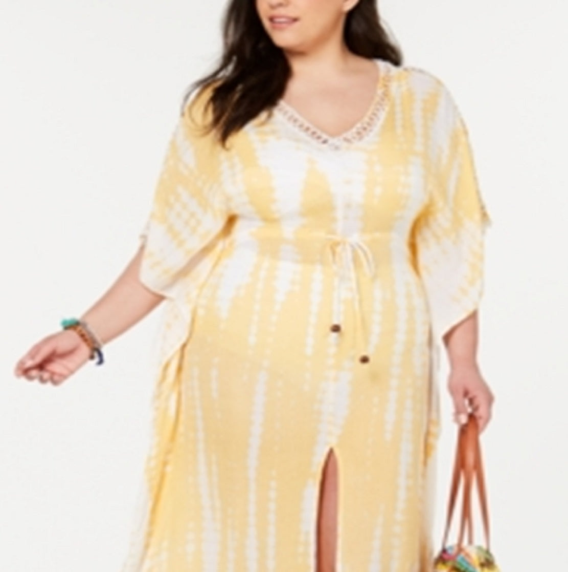 RaviyaWomen's Sizetie Dye Cover Up Dress Swim Yellow Size 1X