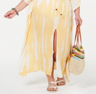 RaviyaWomen's Sizetie Dye Cover Up Dress Swim Yellow Size 1X