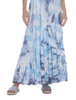 Raviya Women's Tie Dye Strapless Maxi Cover Up Dress Swimsuit Blue Size Medium