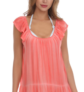 Raviya Women's Tiered Dress Cover Up Swimsuit Orange