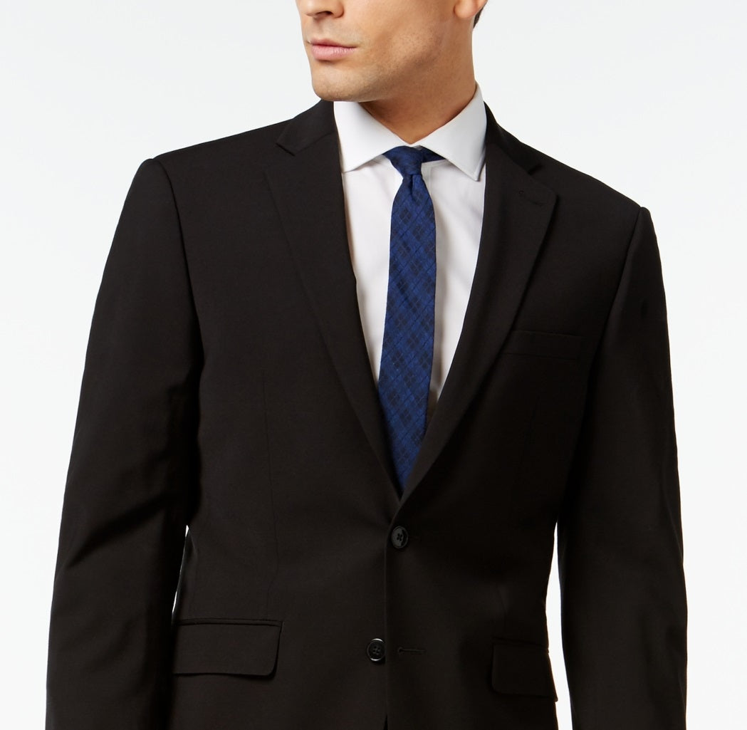Calvin Klein Men's Infinite Stretch Solid Slim Fit Suit Jacket Black Size 42