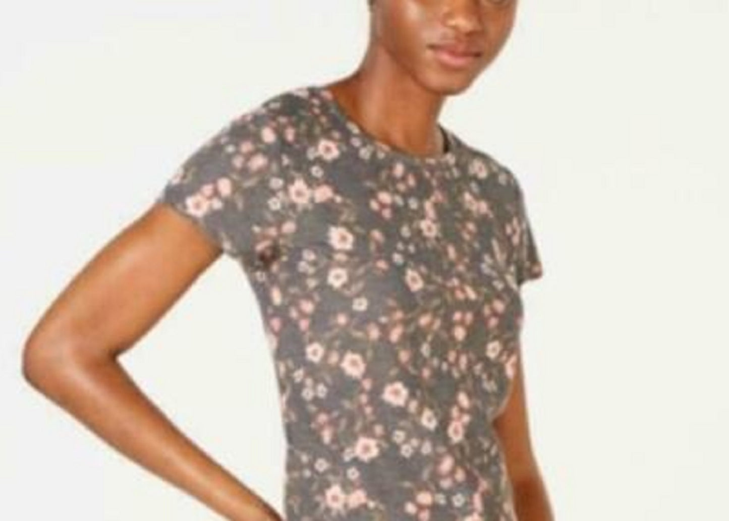 Self Esteem Junior's Waffle Knit Baby T-Shirt Gray Size Small