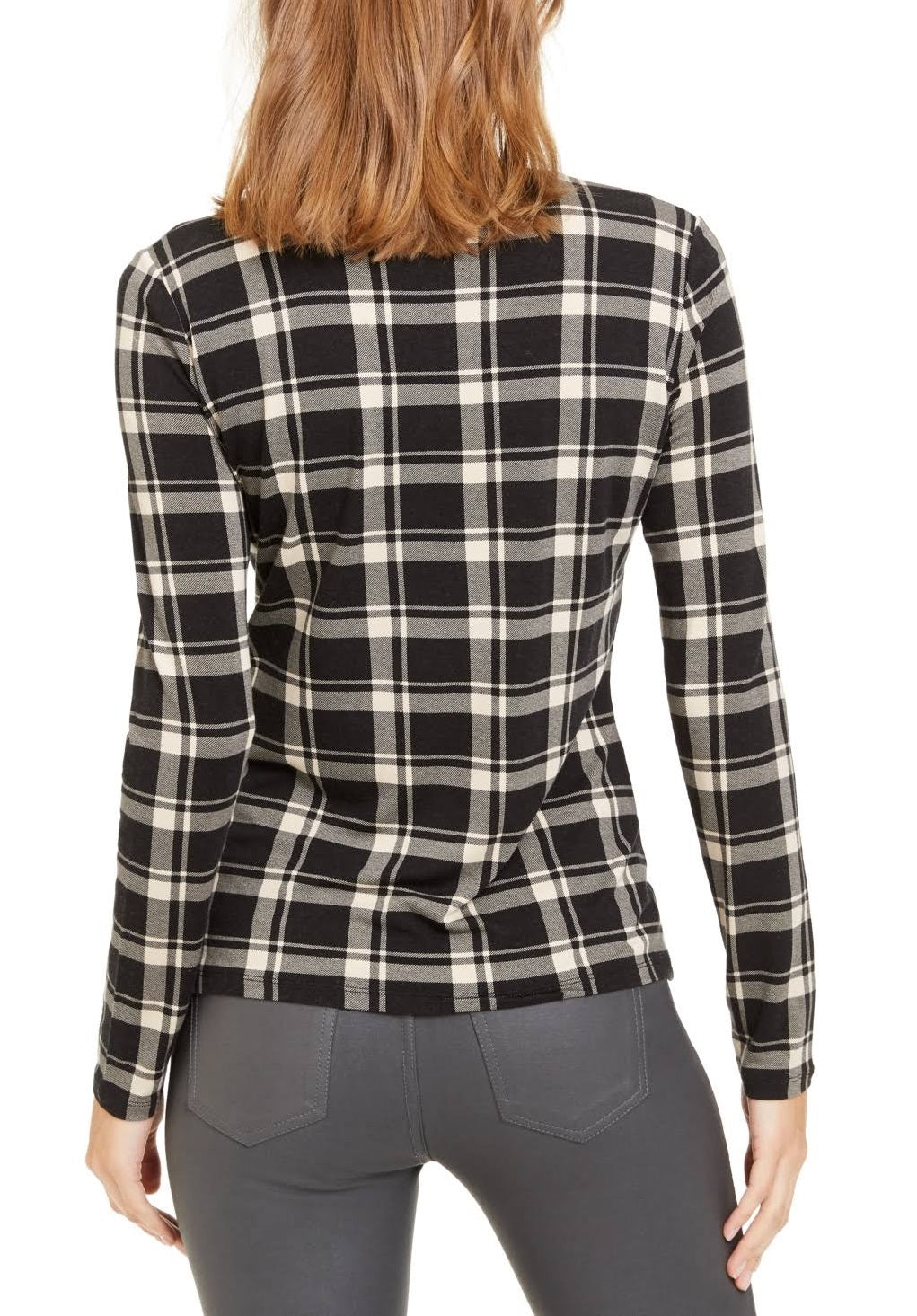 Weekend Max Mara Women's Pacato Plaid Knit Long Sleeve Top Black Size Small