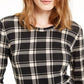 Weekend Max Mara Women's Pacato Plaid Knit Long Sleeve Top Black Size Small
