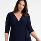 Kiyonna Women's Whimsy Wrap Dress Blue Size 1X