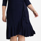 Kiyonna Women's Whimsy Wrap Dress Blue Size 1X