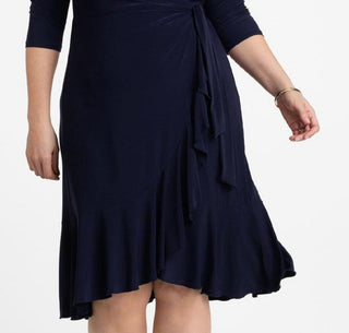 Kiyonna Women's Whimsy Wrap Dress Blue Size 1X