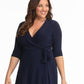 Kiyonna Women's Essential Wrap Dress Blue Size 1X