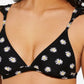 Hula Honey Women's Floral Ruffled Triangle Bikini Top Black Size X-Large