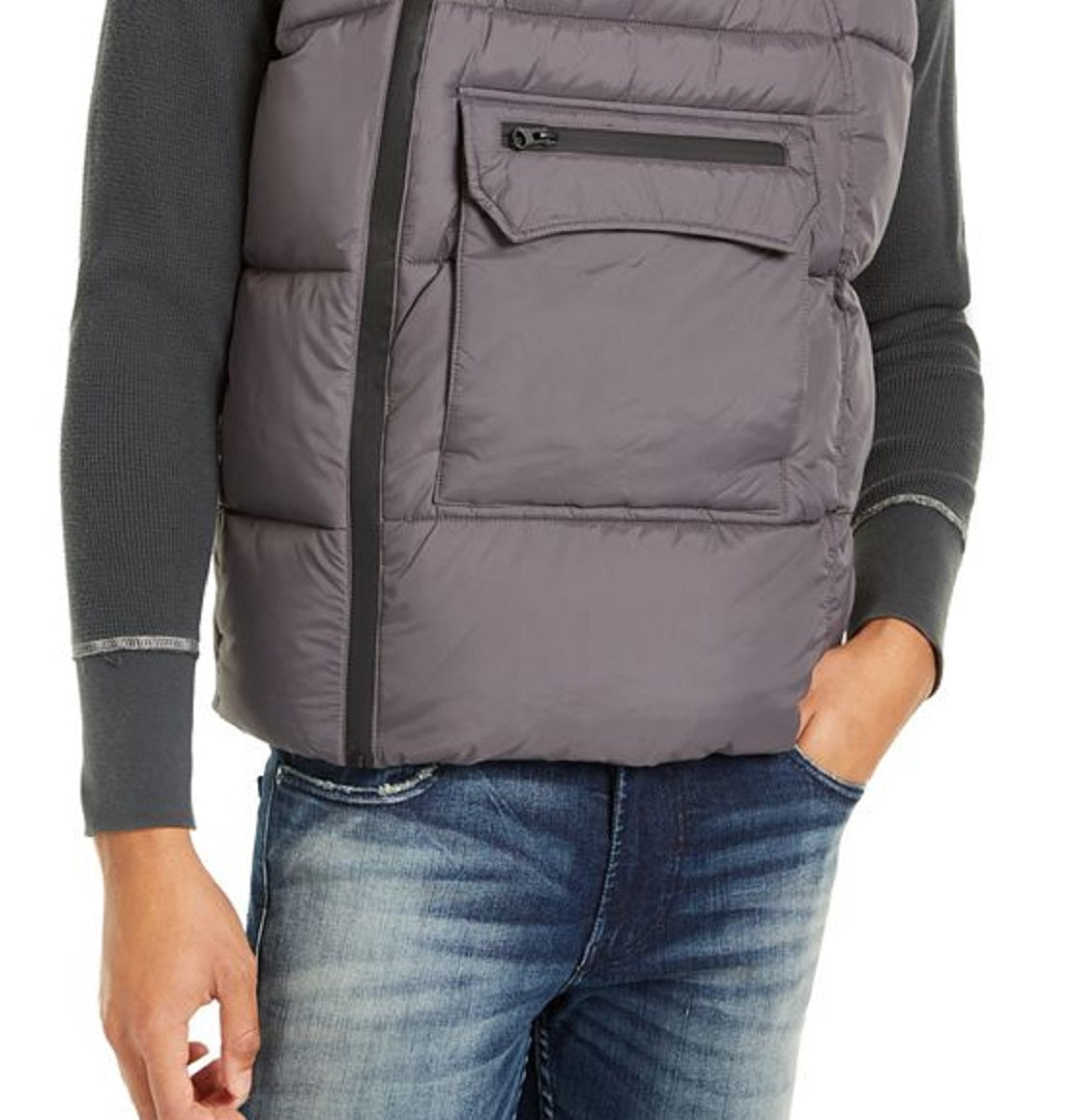 American Stitch Men's Side Zip Puffer Vest Gray Size Medium