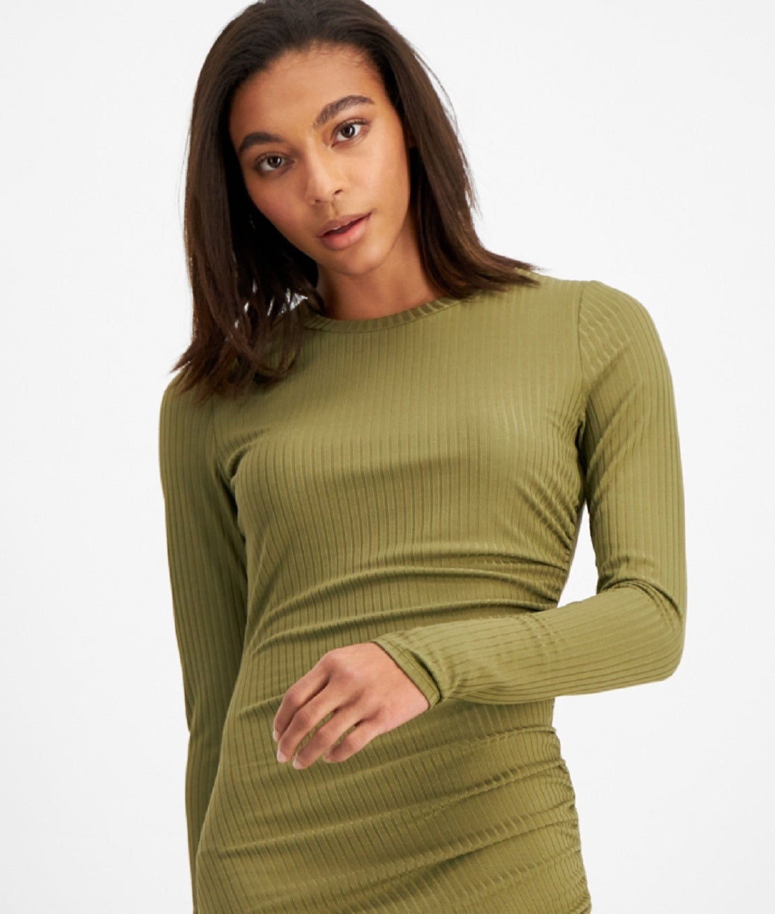 And Now This Women's Side Ruched Dress Green Size X-Small