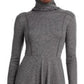 Aqua Women's Turtleneck Textured Mini Dress Gray Size Small