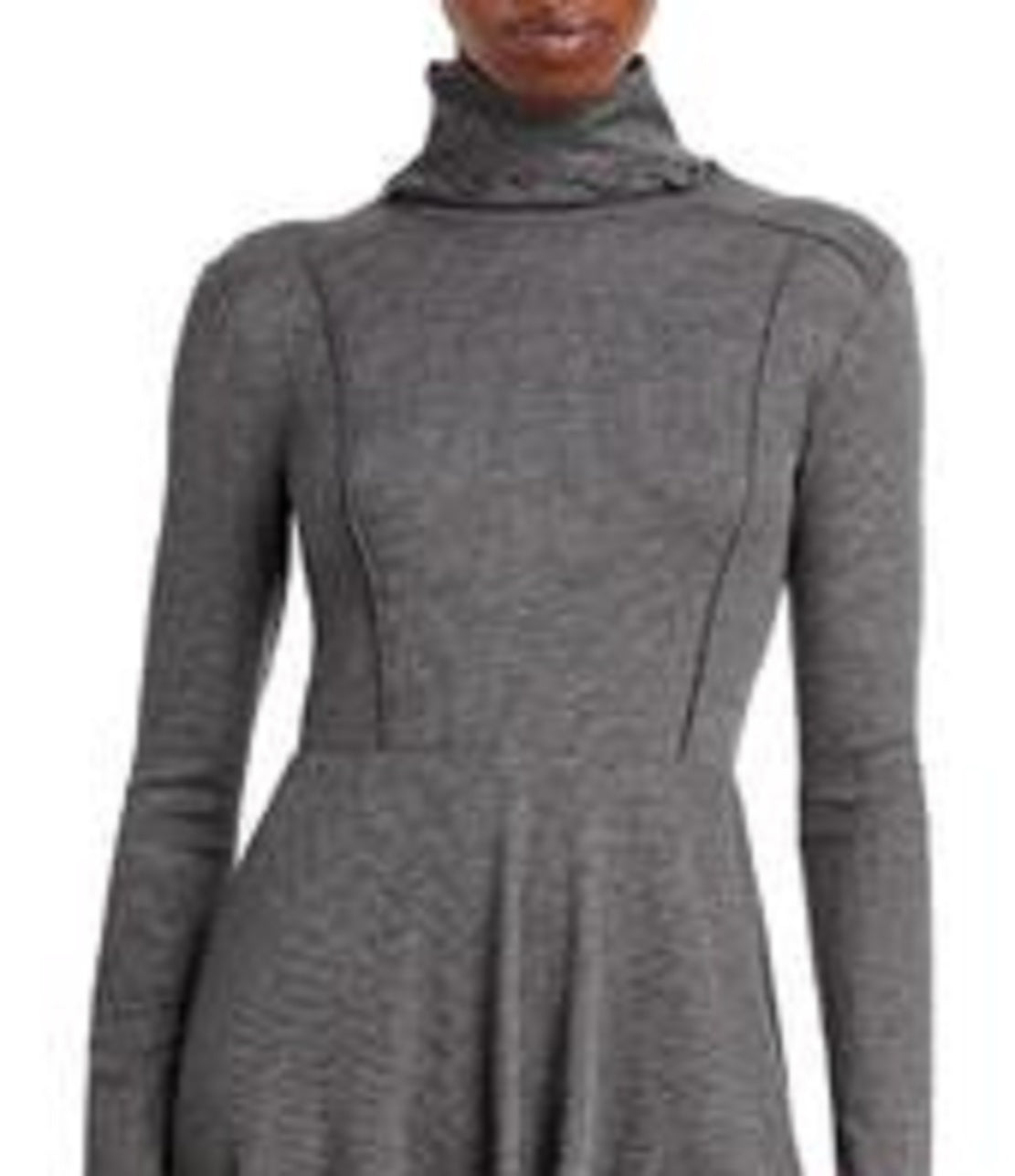 Aqua Women's Turtleneck Textured Mini Dress Gray Size Small