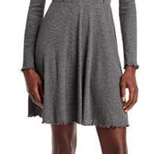 Aqua Women's Turtleneck Textured Mini Dress Gray Size Small