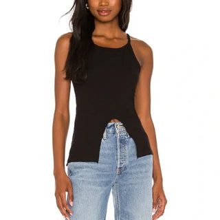 LNA Women's Split Front Tank Top Black Size Medium