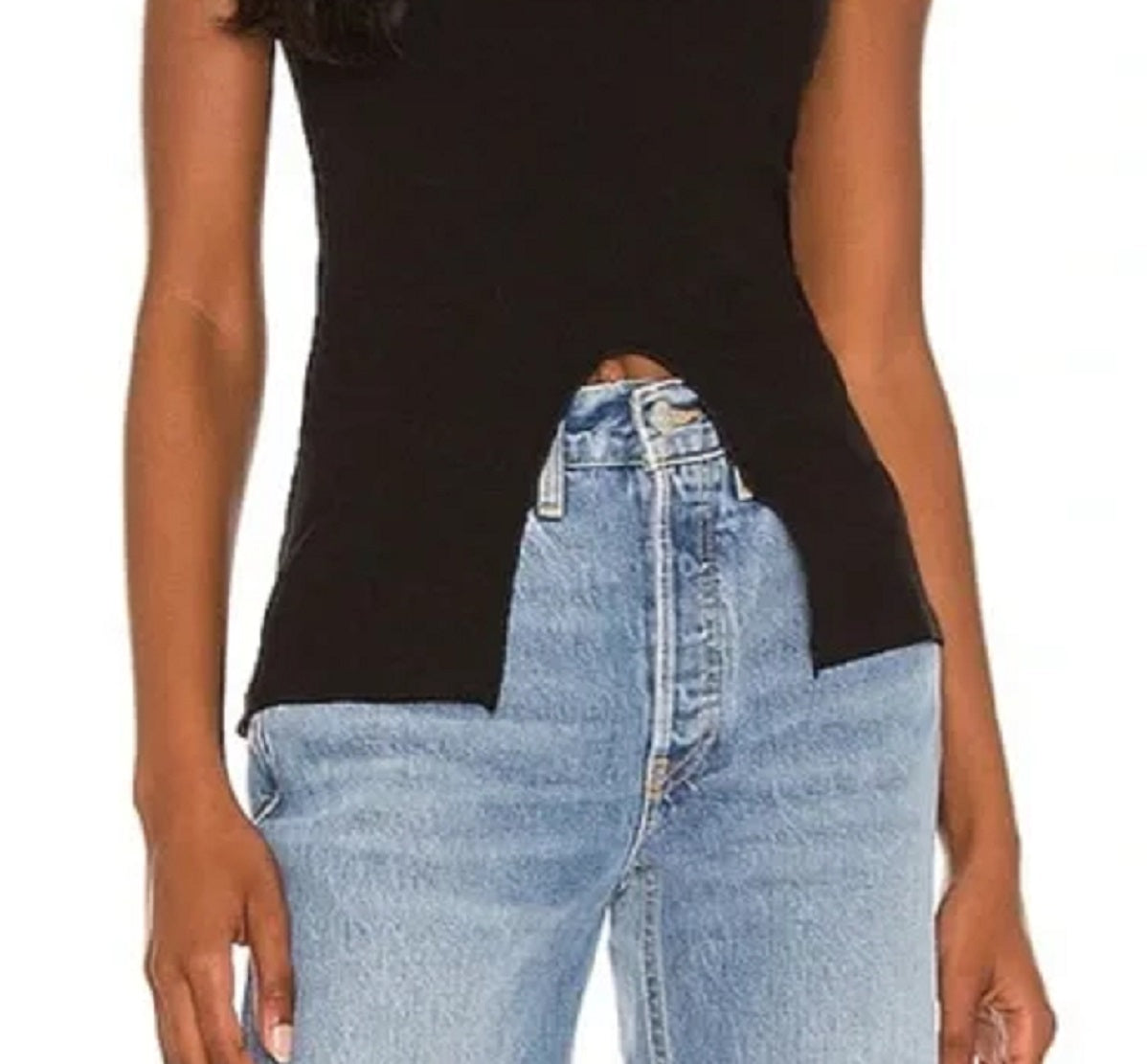 LNA Women's Split Front Tank Top Black Size Medium