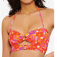 Hula Honey Women's Bold Bouquet Cutout Bikini Swim Top Orange