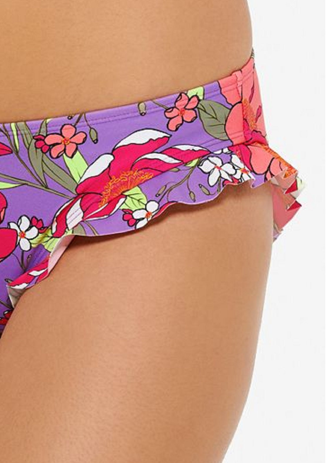 Hula Honey Women's Junior's Multi Impressionist Ruffled Bikini Purple Size Large