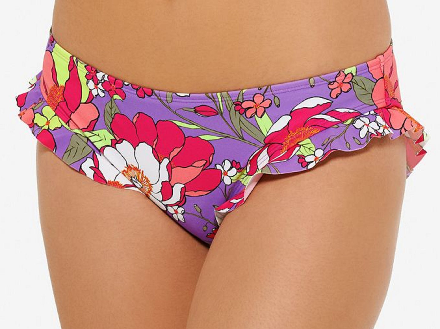 Hula Honey Women's Junior's Multi Impressionist Ruffled Bikini Purple Size Large