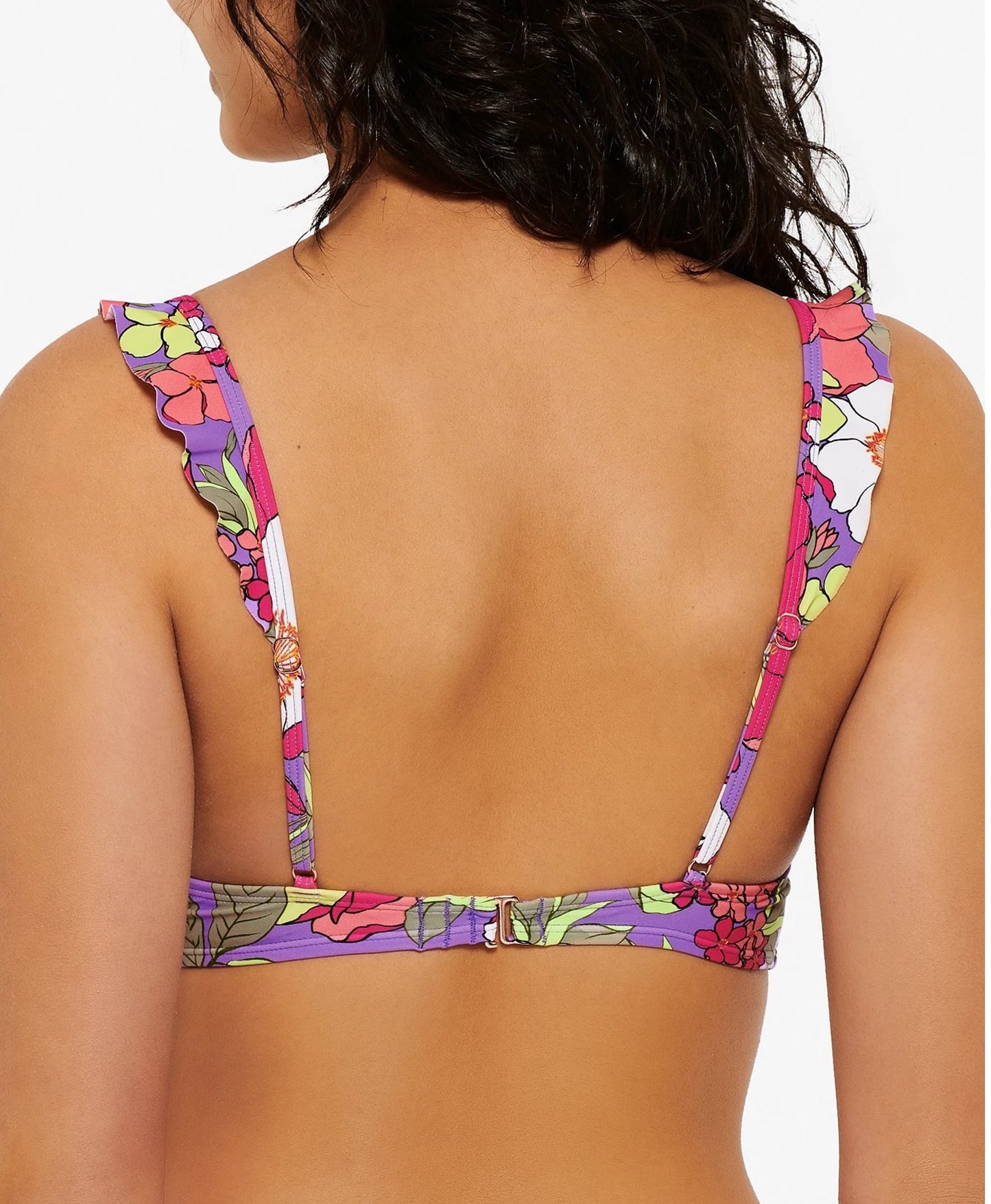 Hula Honey Junior's Impressionist Bloom Bikini Swim Top Purple Size X-Small