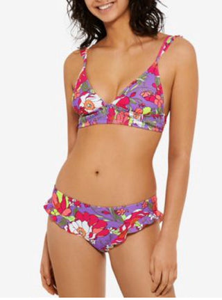 Hula Honey Junior's Impressionist Bloom Bikini Swim Top Purple Size X-Small