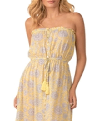 Elan Women's Strapless Maxi Dress Yellow Size Small