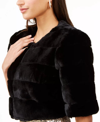 Aqua Women's Faux Fur Bolero Jaket Black Size Medium