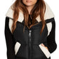 Sam Edelman Women's Billie Sherpa Trim Puffer Vest Black Size Medium