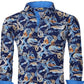 Suslo Couture Men's Slim Fit Long Sleeve Shirt Blue Size X-Large