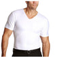 Insta Slim Men's Compression Short Sleeve V Neck T-Shirt White Size Large