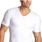 Insta Slim Men's Compression Short Sleeve V Neck T-Shirt White Size Large