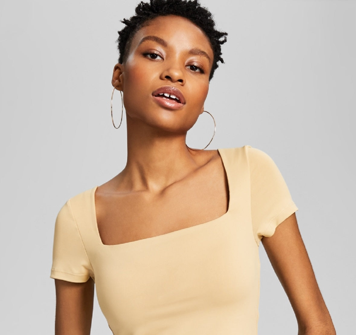 And Now This Women's Square Neck Double Layered Tee Brown Size Small