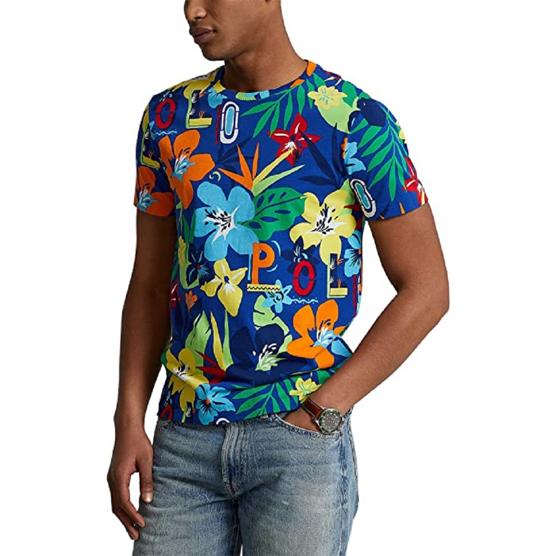 Polo Ralph Lauren Men's Printed Crew Neck T-Shirt Blue Size XX-Large