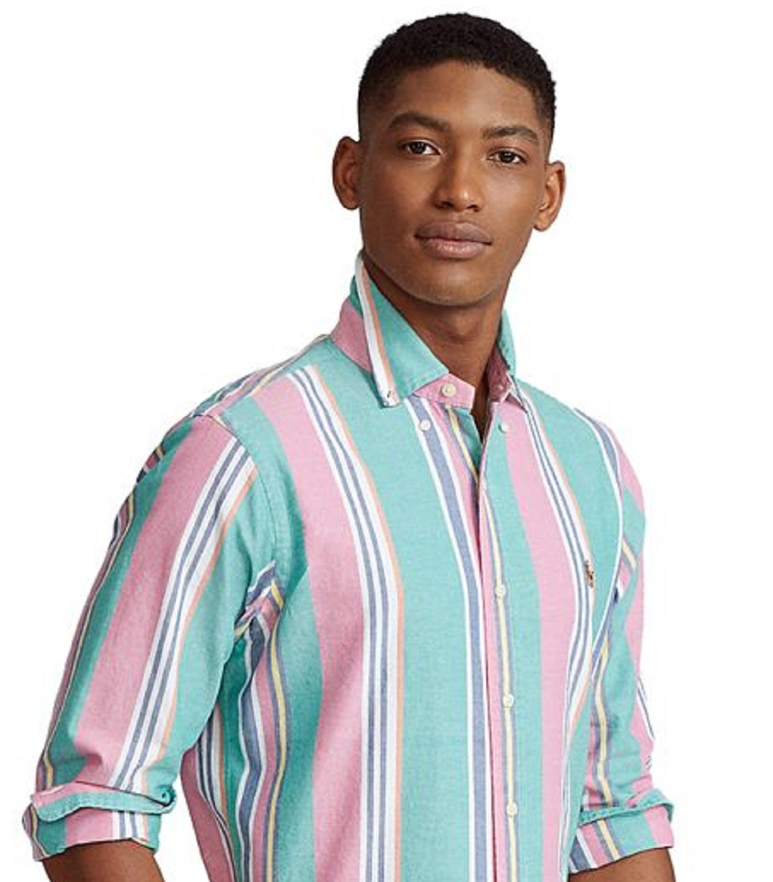Polo Ralph Lauren Men's Classic Fit Striped Oxford Shirt Pink Size Large