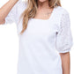 Fever Women's Eyelet Puff Sleeve Top White Size Medium
