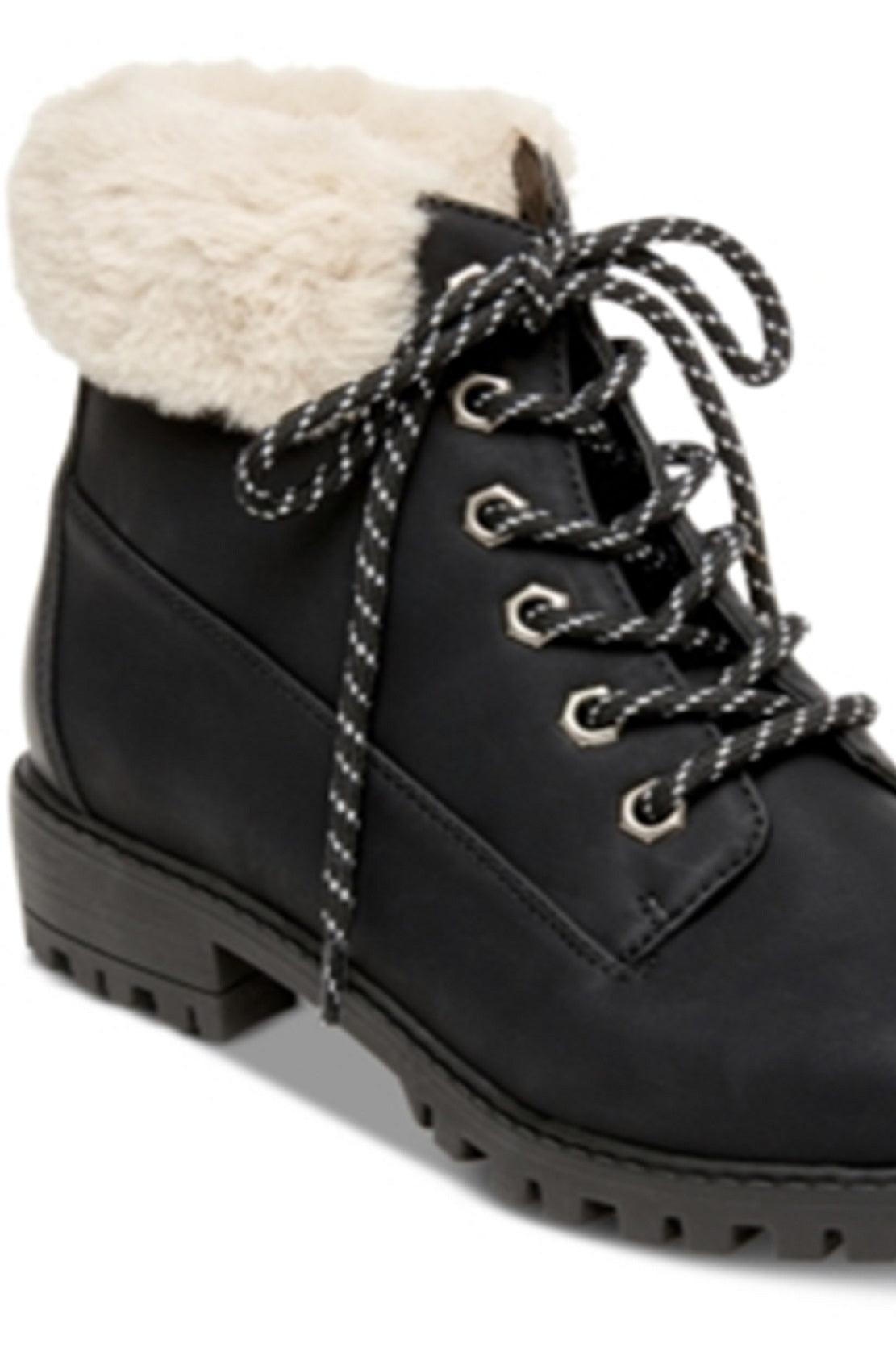Madden Girl Women's Frankie Faux Fur Hiker Booties Black Size 7.5 M