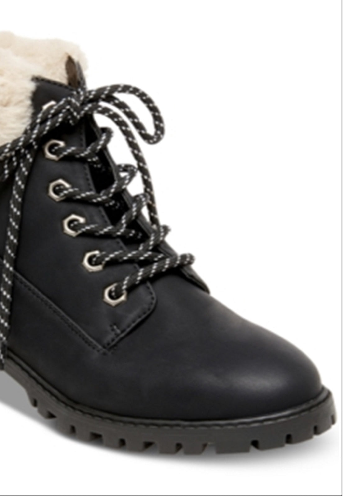 Madden Girl Women's Frankie Faux Fur Hiker Booties Black Size 7.5 M